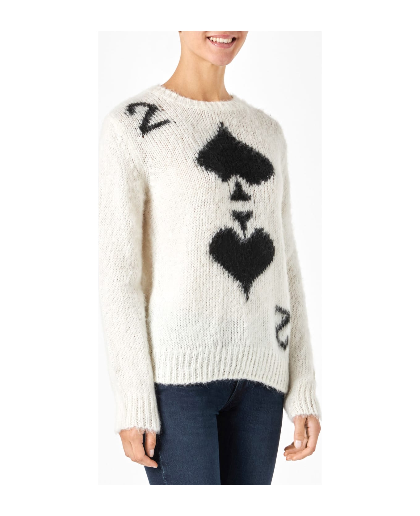 MC2 Saint Barth Woman Brushed Sweater With 2 Of Spades Print