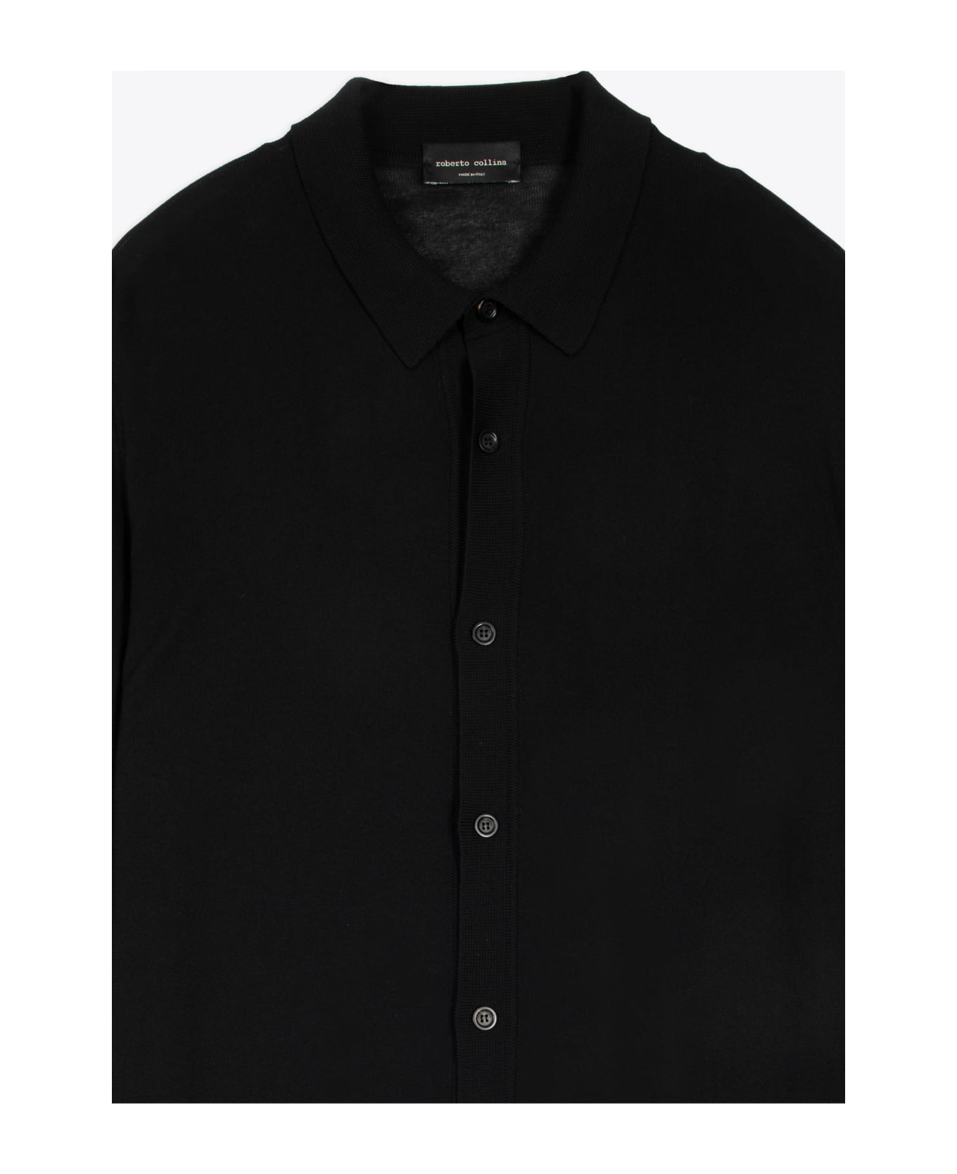 Roberto Collina Camicia Ml Black cotton knit shirt with long sleeves - Nero シャツ