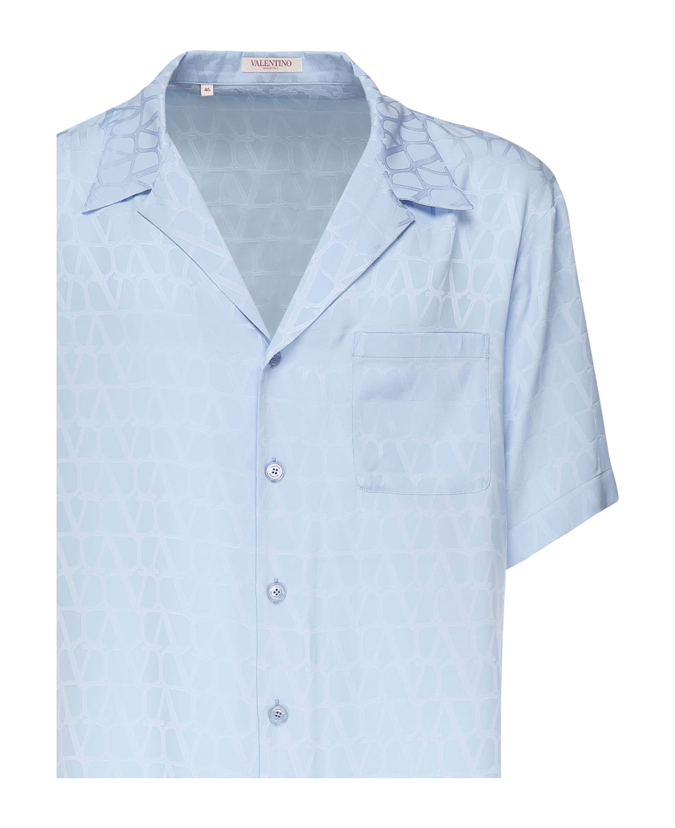 Valentino Garavani Bowling Shirt With Toile Iconographe Motif - Blue