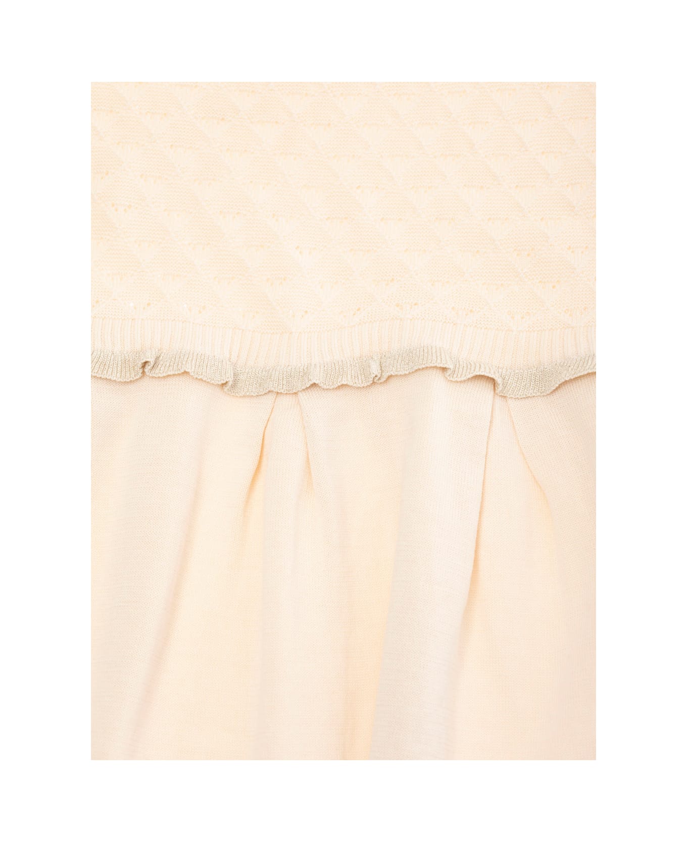 Emporio Armani Beige Dress With Round Neck And Elastic Waist In Cotton Girl - Beige