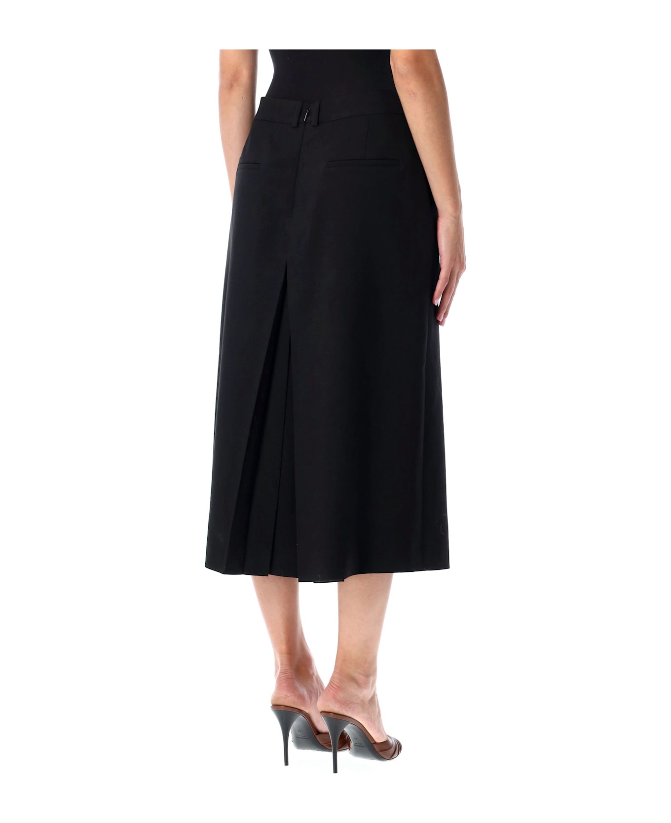 Saint Laurent Black Wool Midi Length Culottes - BLACK