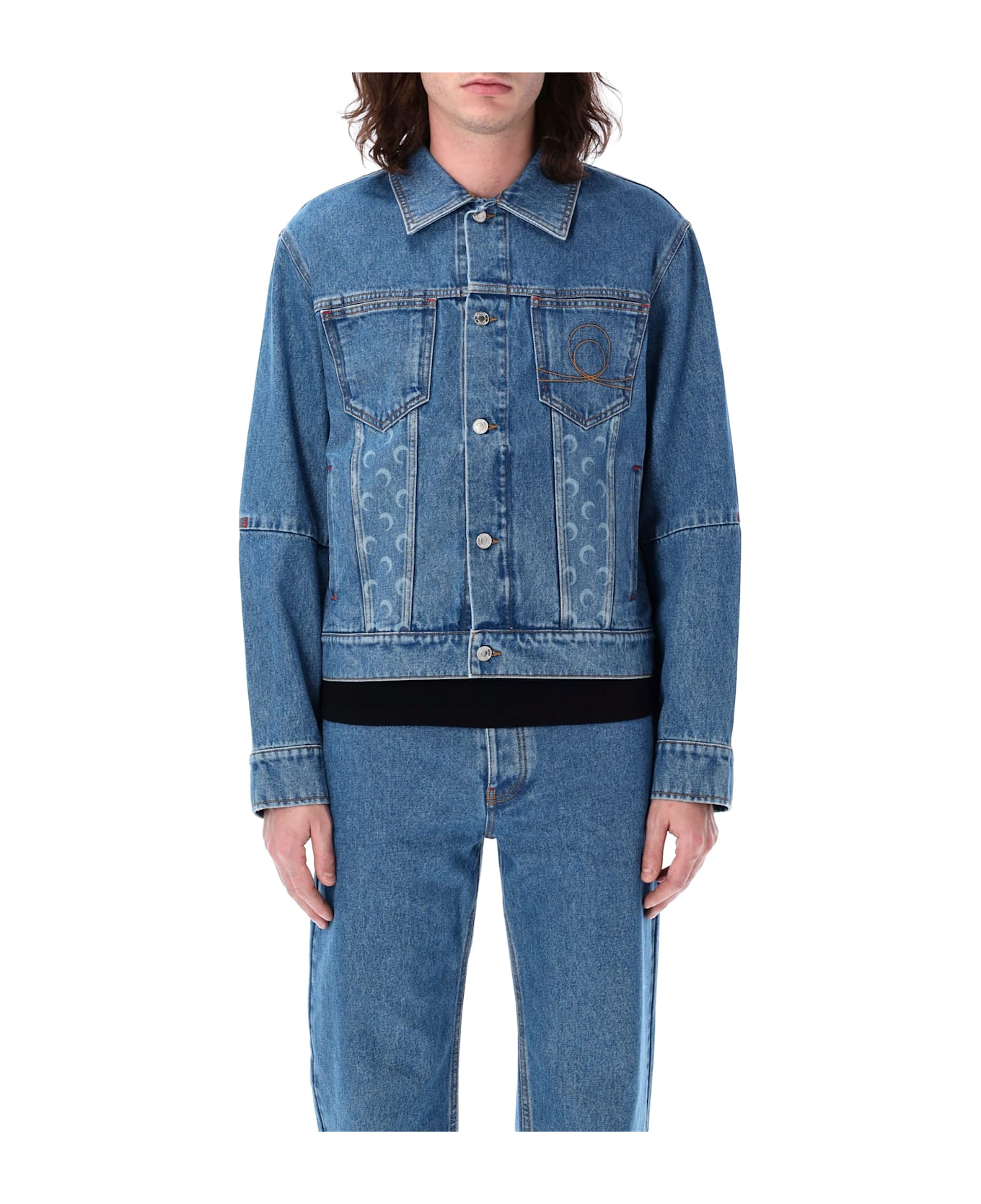 Marine Serre Moon Laser Denim Trucker Jacket - Clear Blue