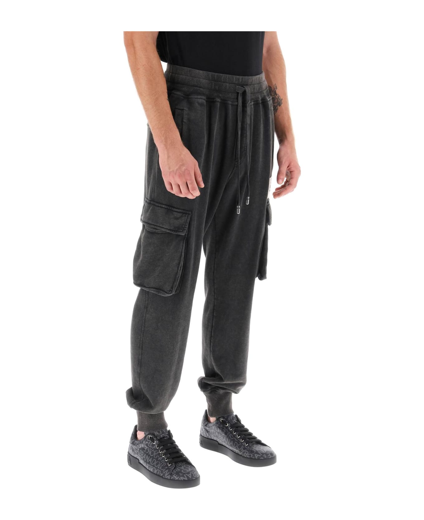 Dolce & Gabbana Cargo Pants With Logo - Grey スウェットパンツ