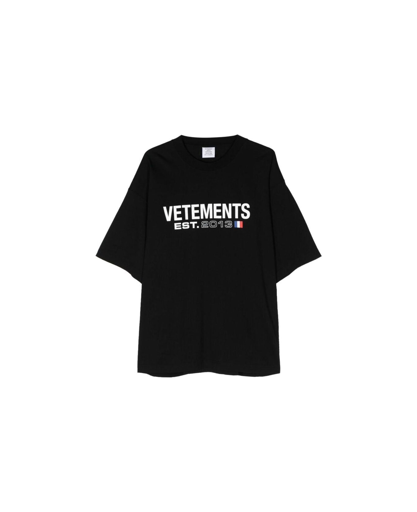 VETEMENTS Logo Printed Oversized T-shirt - Black