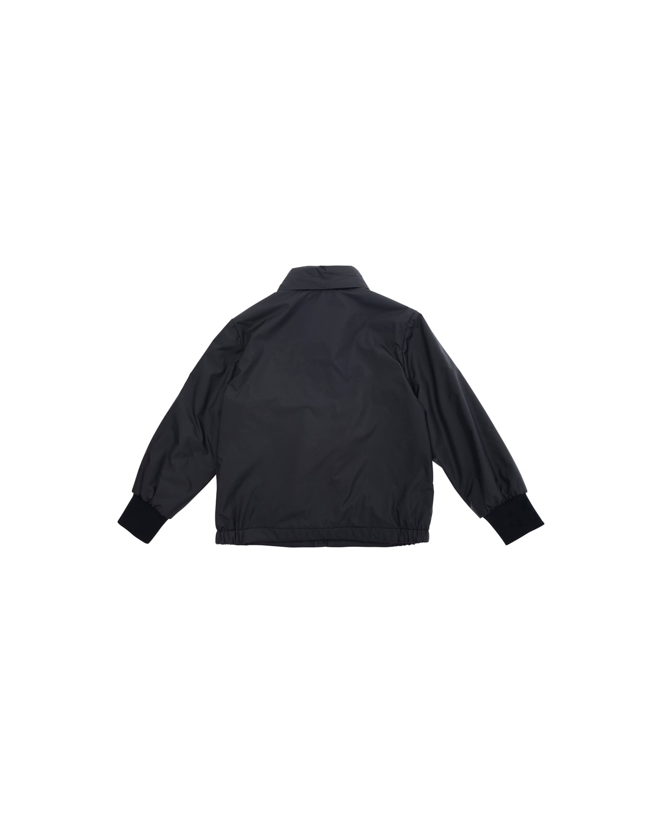 Moncler 
corin
 Black Jacket With Logo Lettering On The Front And Logo Patch On The Sleeve In Tech Fabric Boy - Black