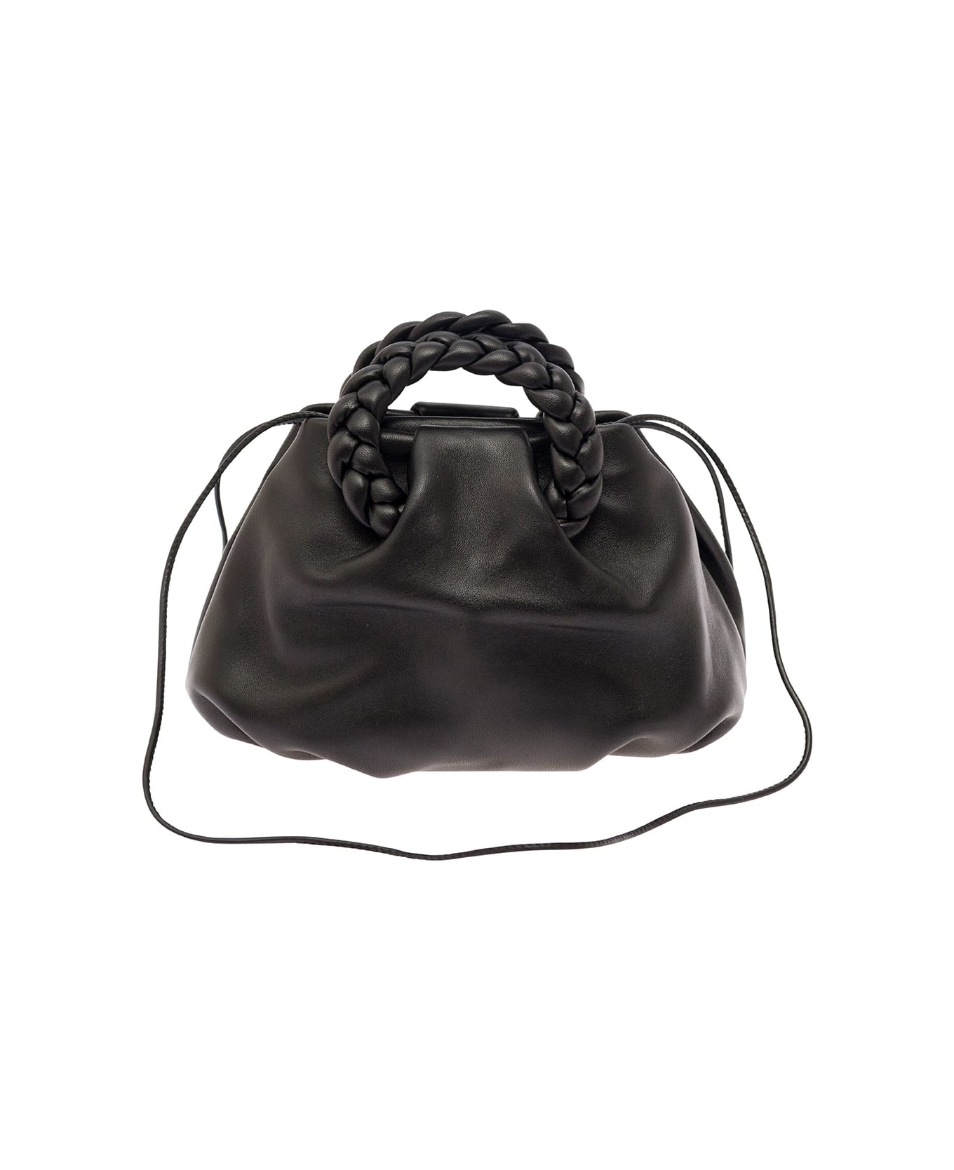 Hereu 'bombon' Black Handbag With Braided Handles In Leather Woman - Black