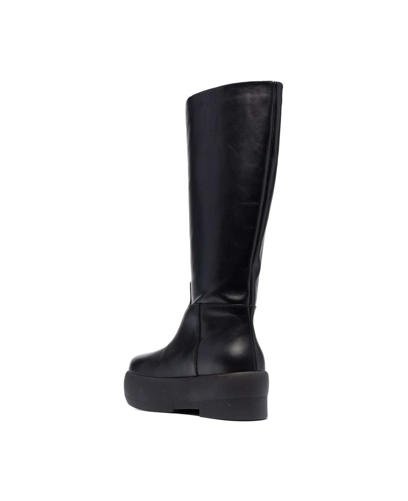 GIA BORGHINI Black Slip-on Boots With Platform In Smooth Leather Woman - Black