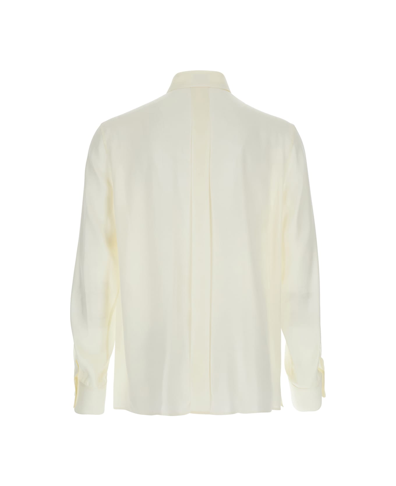 Saint Laurent White Shirt With Pointed Collar And Long Sleeves In Silk Man - White