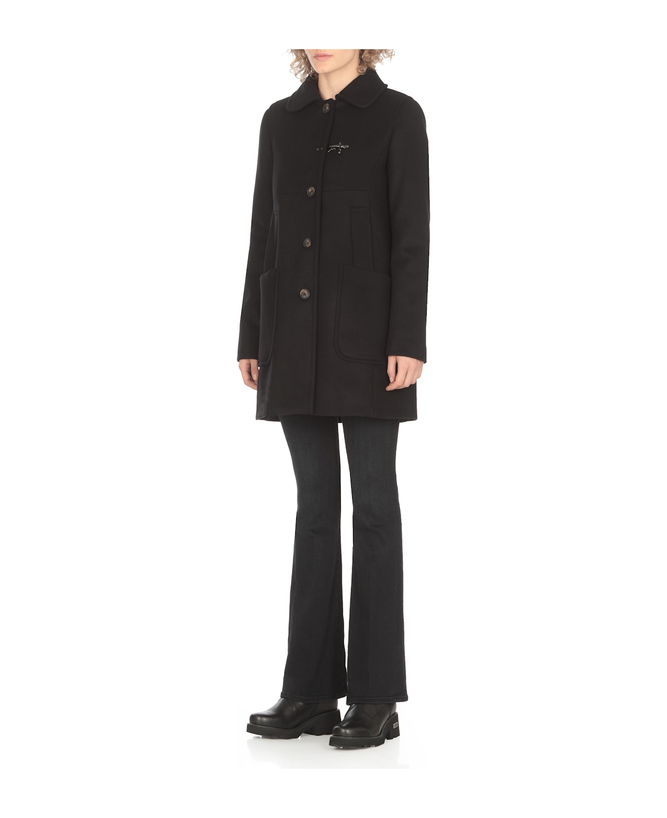 Fay Urban Coat With Baby Collar + Hook - Black