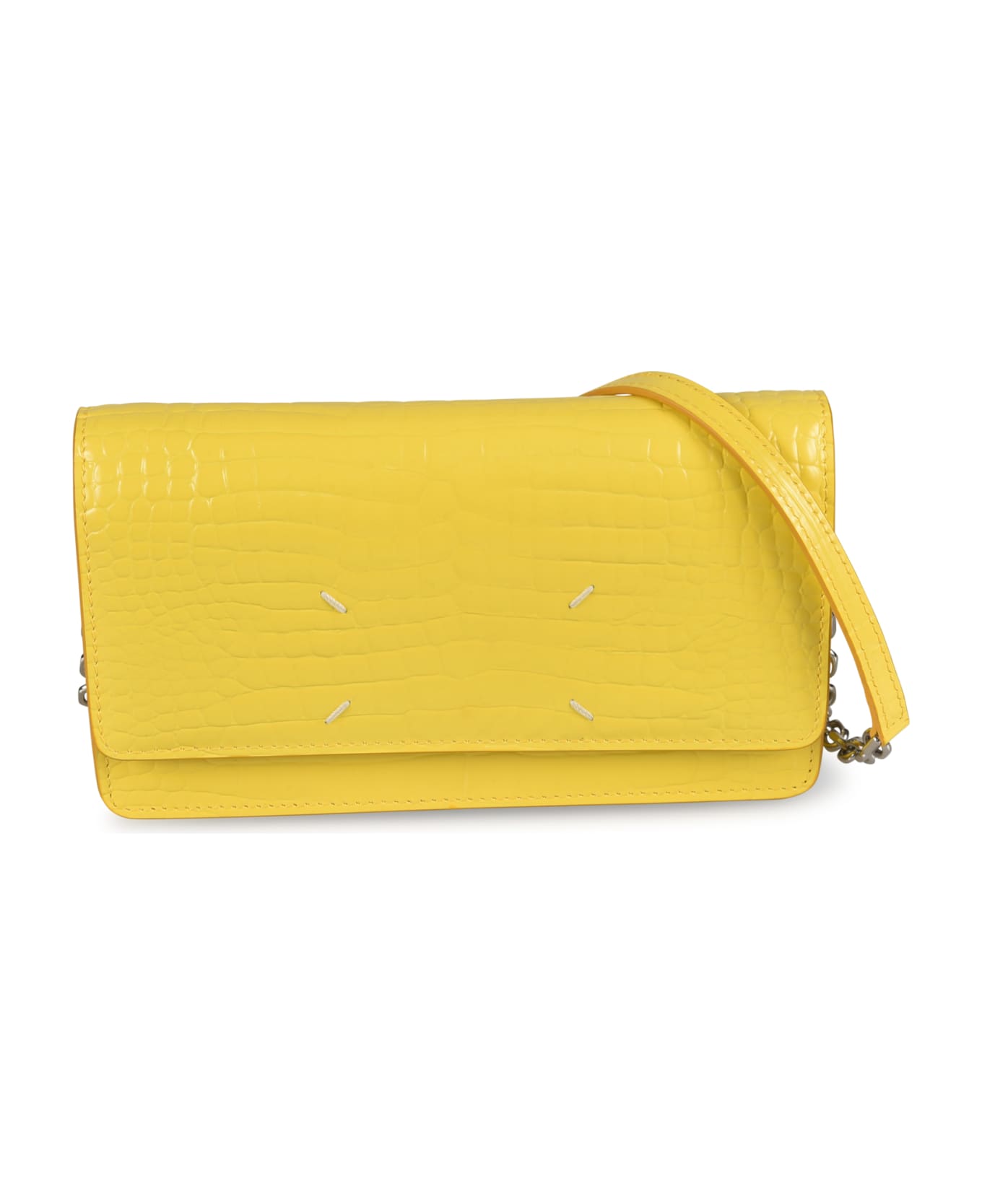 Maison Margiela Croco Embossed Flap Shoulder Bag - Yellow