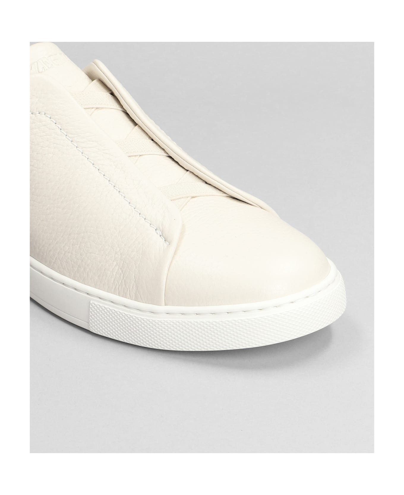 Zegna Triple Stich Sneakers In White Leather - white