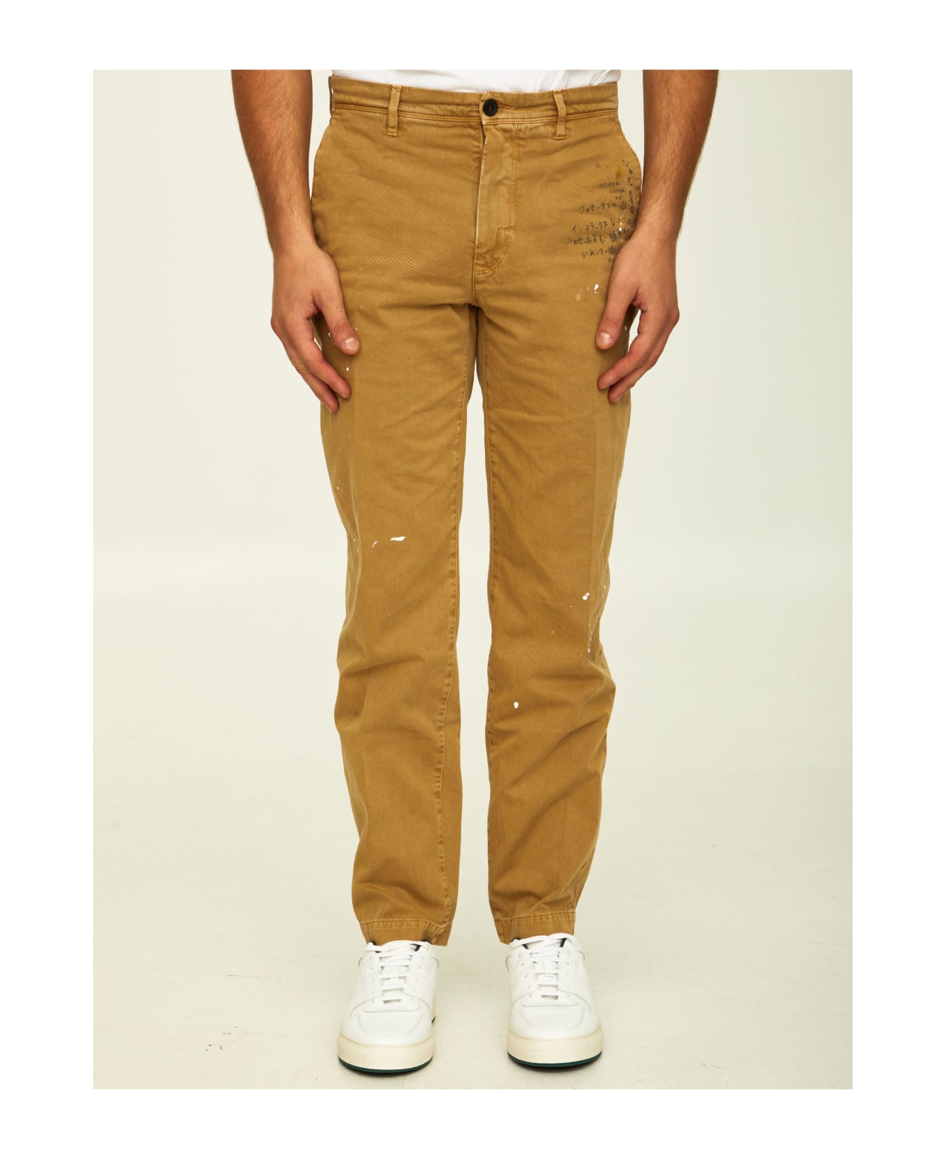 Incotex Red Camel Cotton Trousers - BEIGE