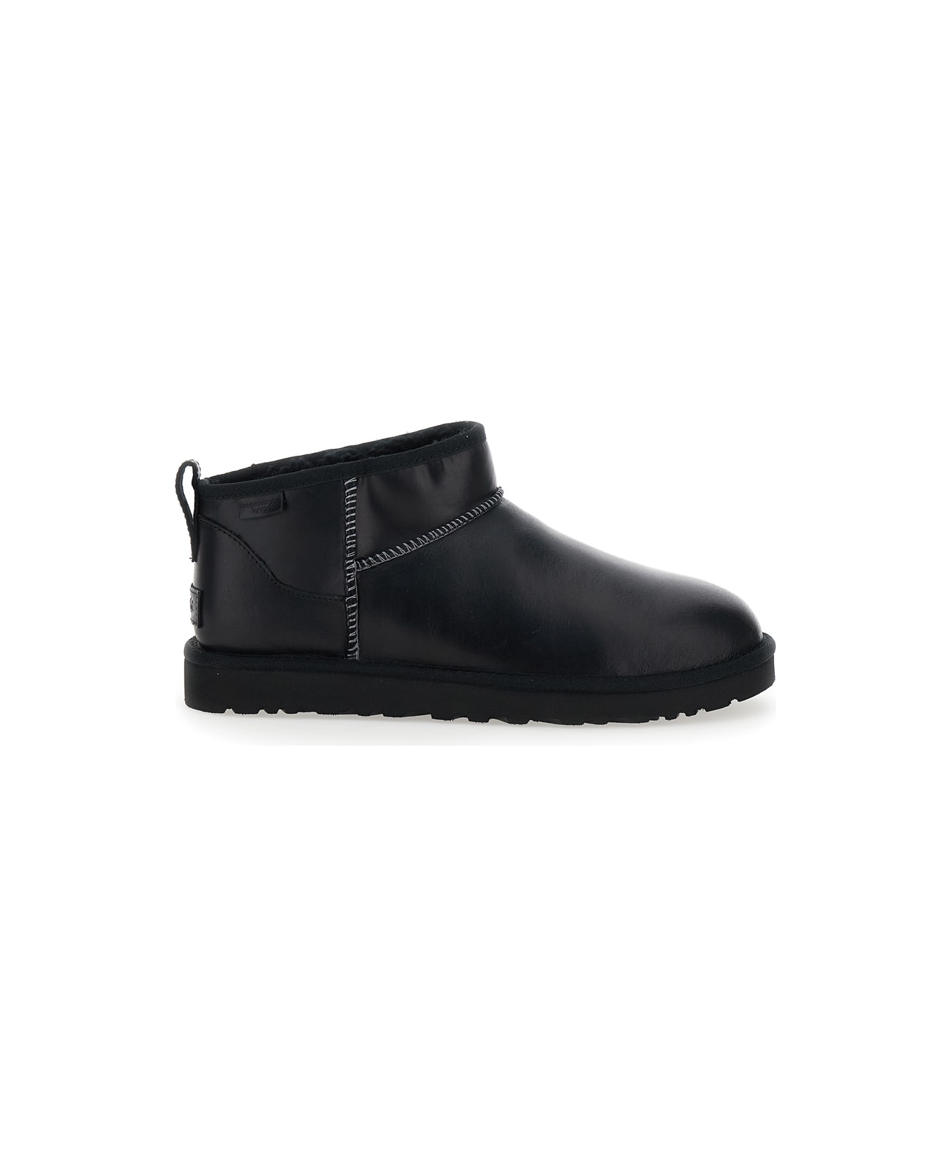 UGG ''classic Ultra Mini' Black Boots In Leather Man - Black