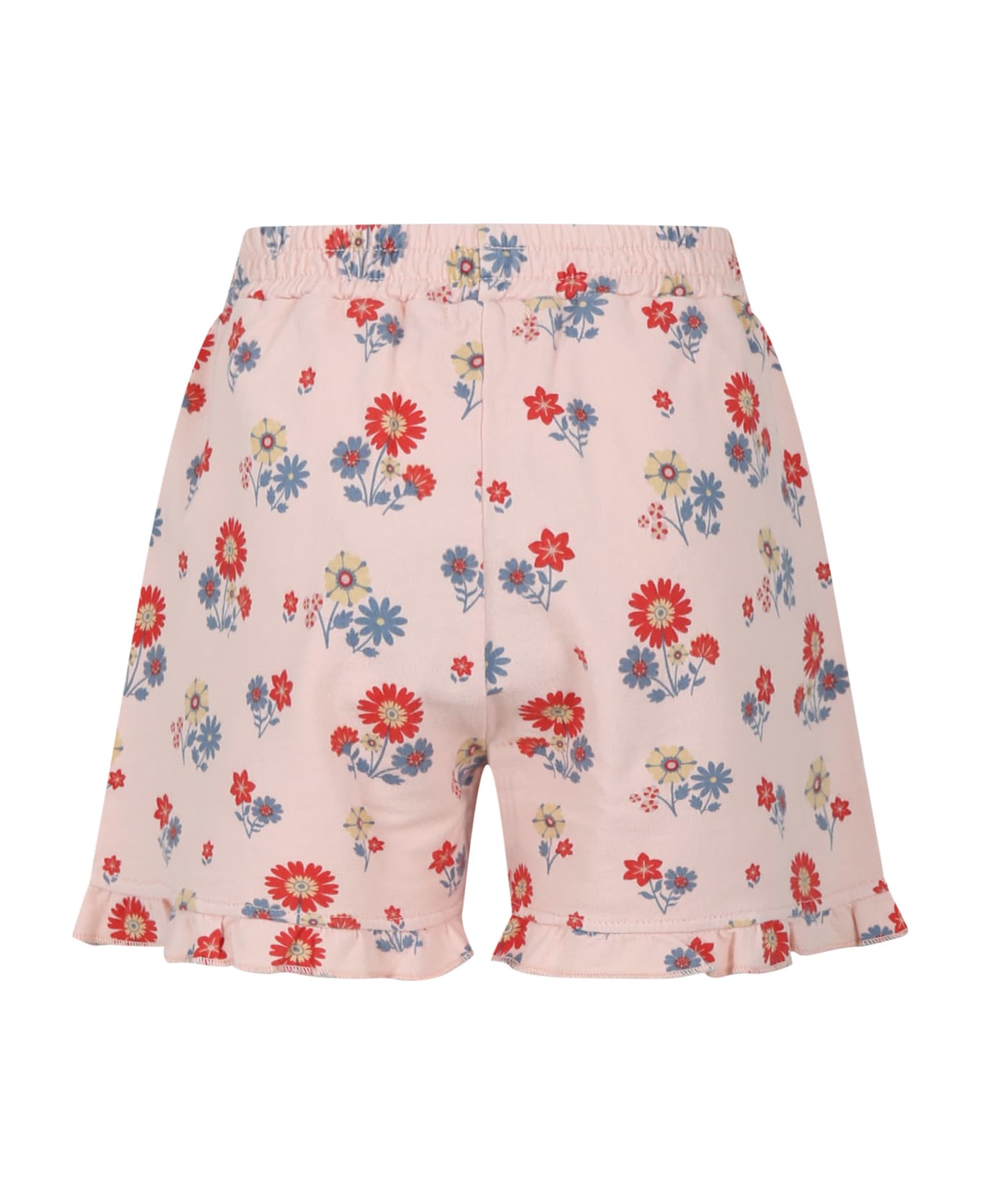 Coco Au Lait Pink Shorts For Girl With Flowers Print - Pink