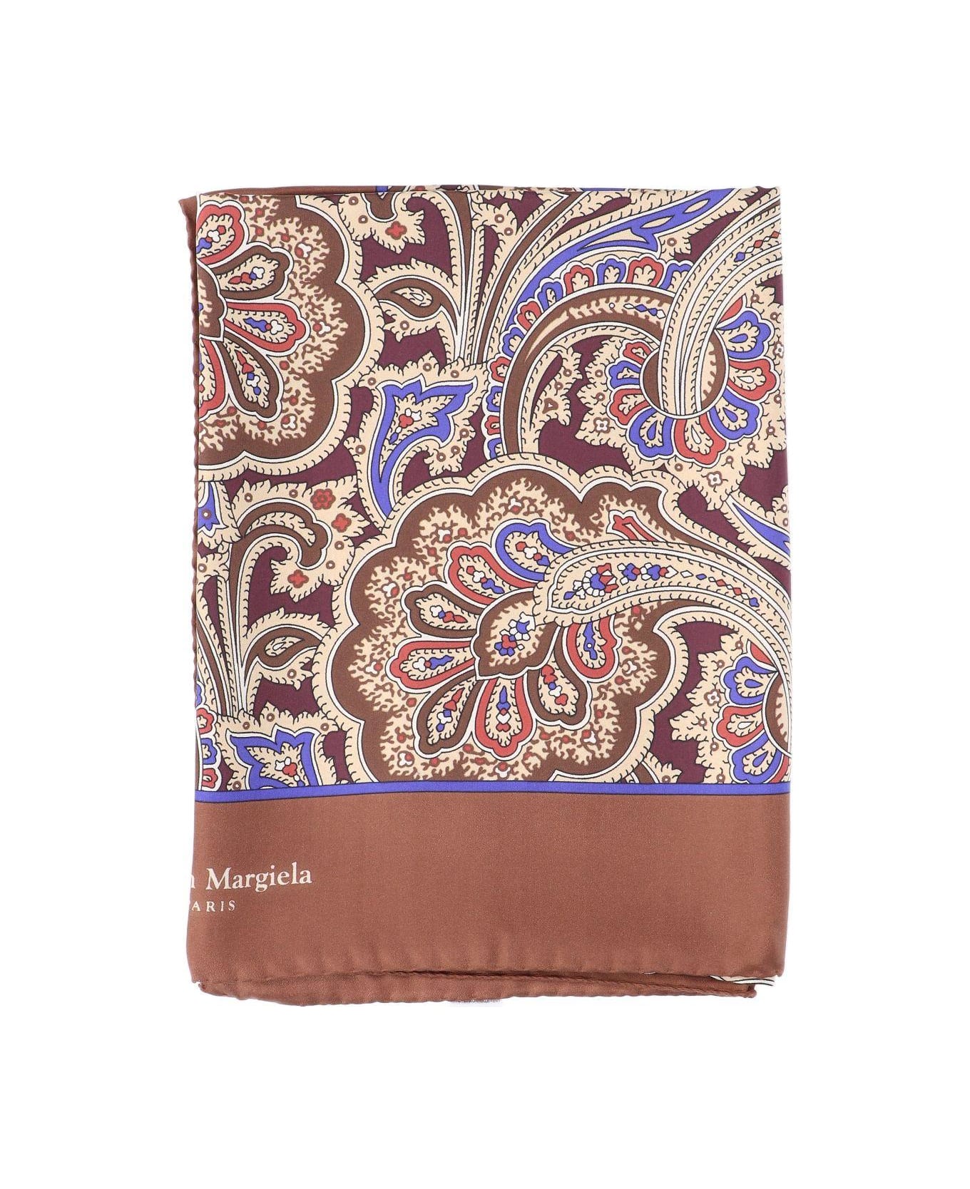 Maison Margiela 'silk Twill' Scarf - Marrone スカーフ＆ストール