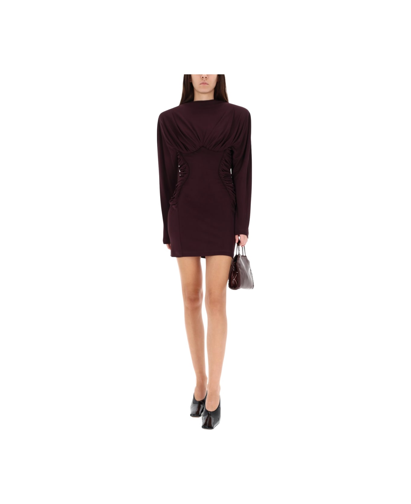Stella McCartney Pleated Mini Dress - BROWN
