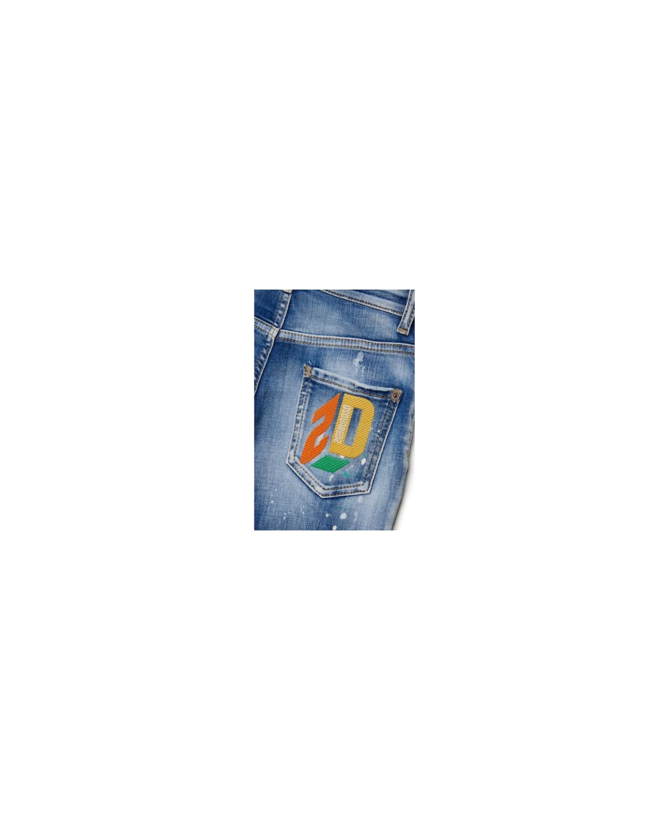 Dsquared2 Jeans Dritti Con Ricamo - Blue