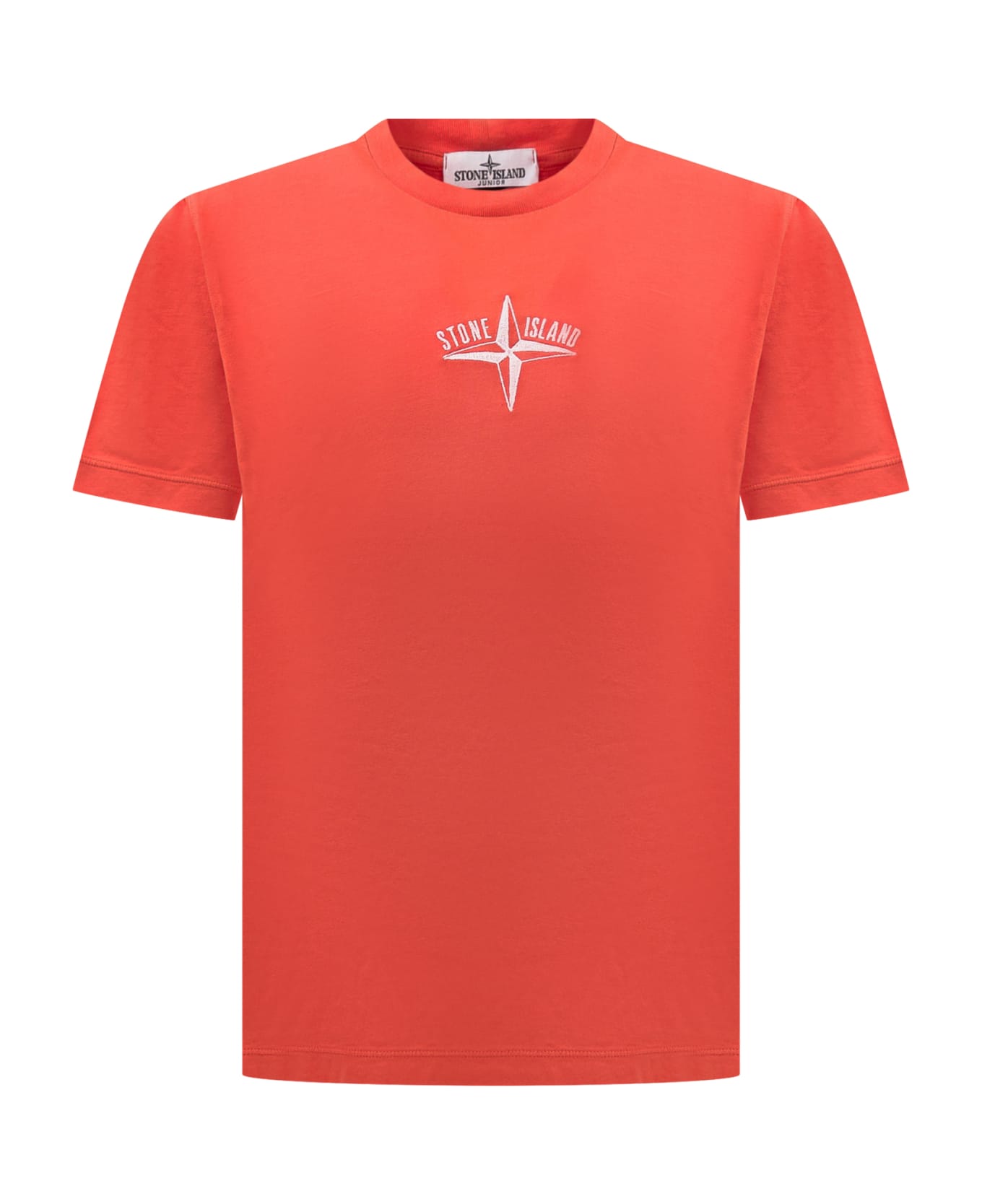 Stone Island Junior T-shirt With Logo - ORANGE RED