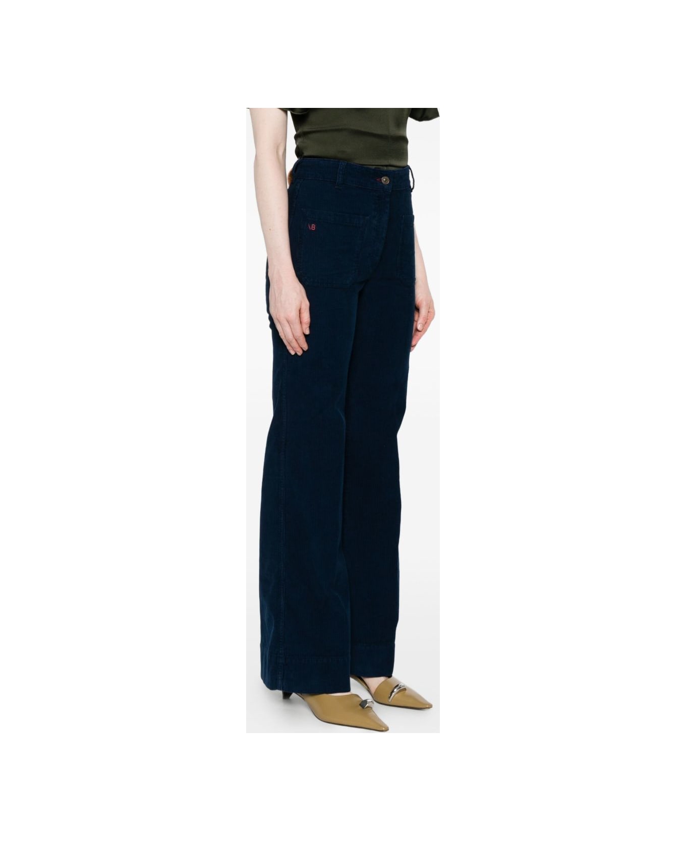 Victoria Beckham Blue Corduroy Trousers - Blue