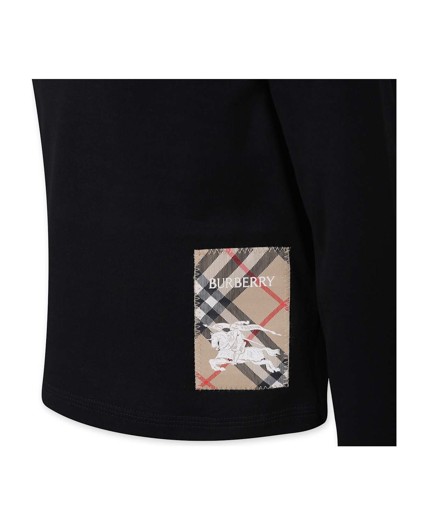 Burberry Black T-shirt For Kids With Logo Patch - Black