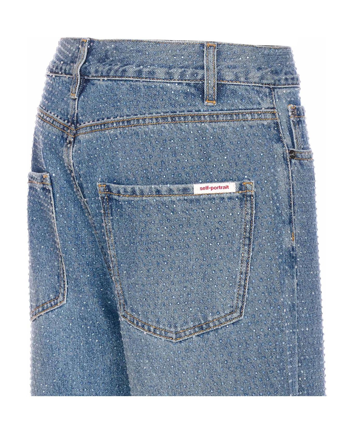 self-portrait Rhinestone Jeans - Blue
