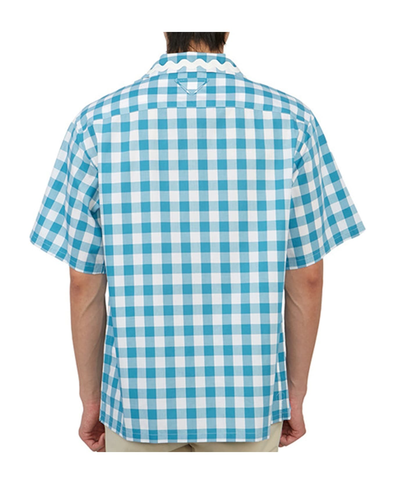 Prada bucket Checked Cotton Shirt - Blue
