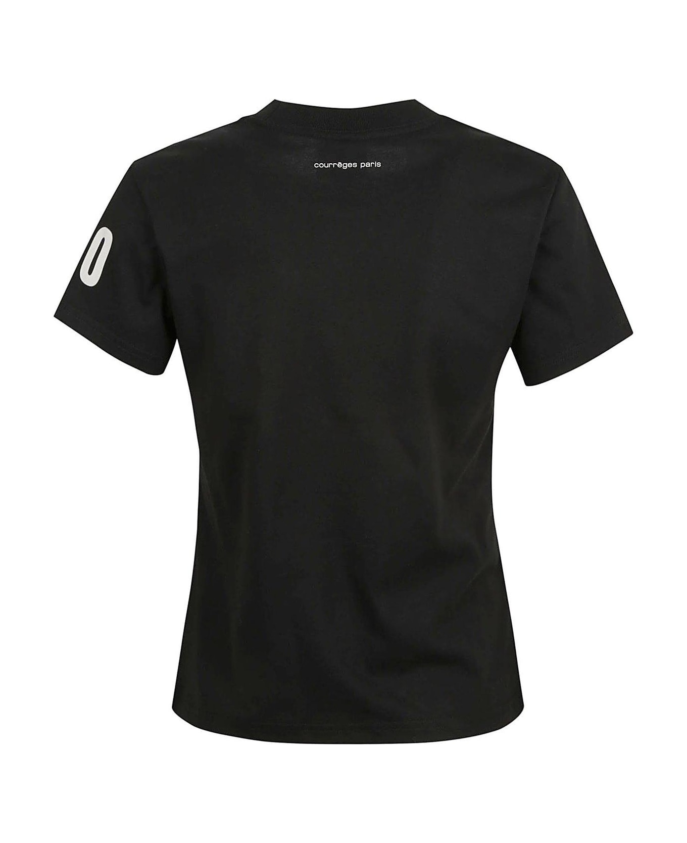 Courrèges Logo Printed Crewneck T-shirt - Black
