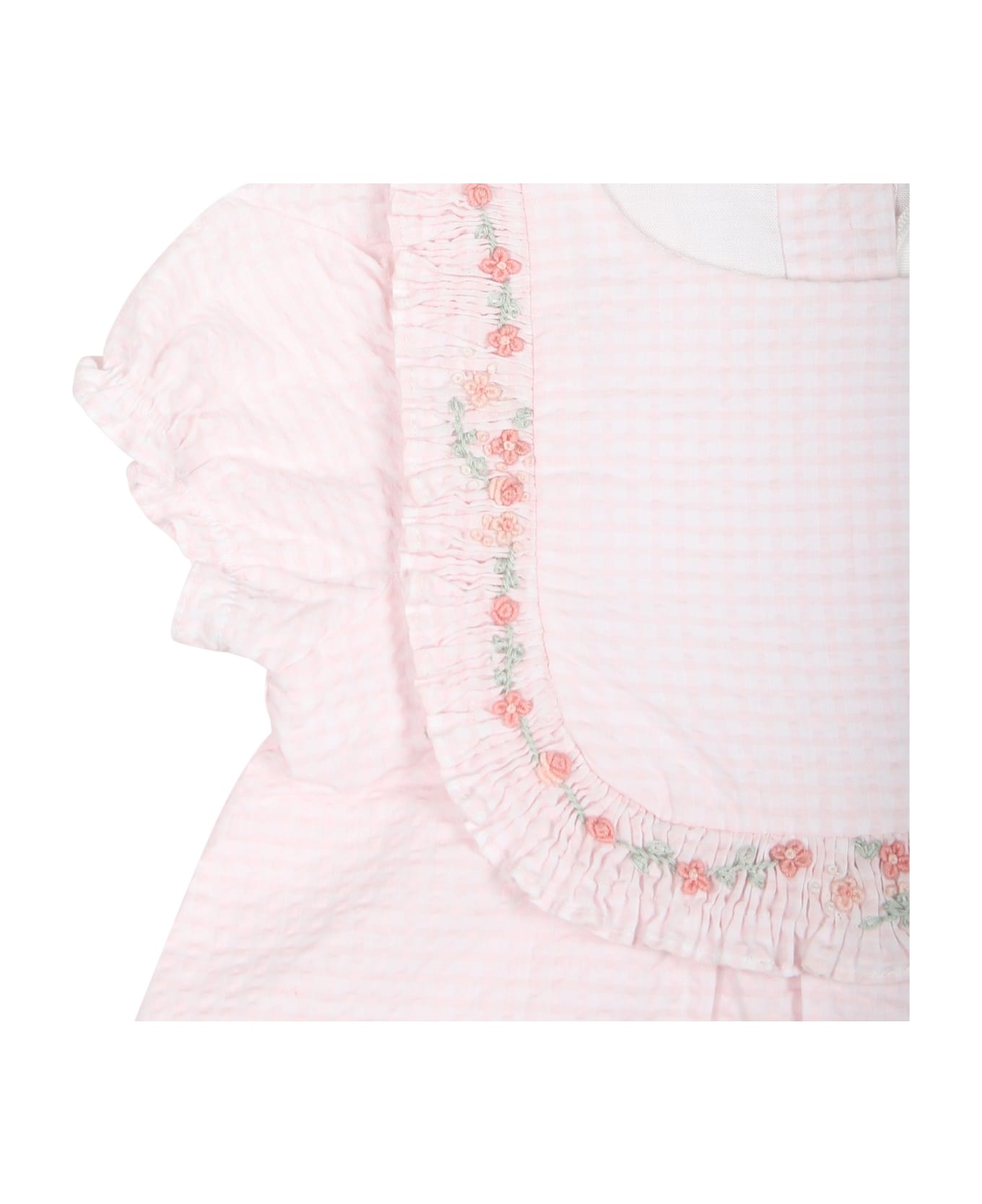 Tartine et Chocolat Pink Romper For Baby Girl With Liberty Fabric - Pink ボディスーツ＆セットアップ