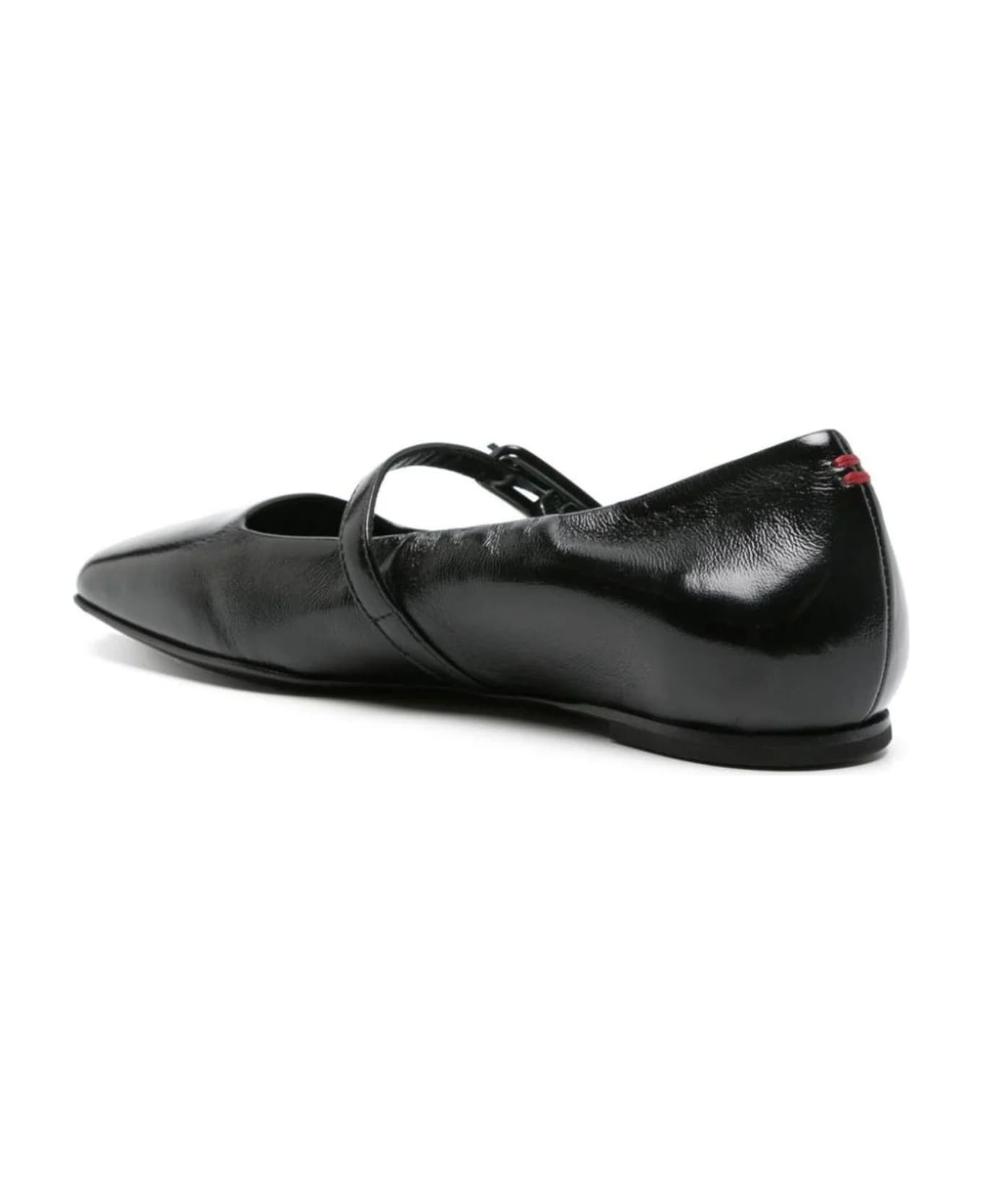 Halmanera Black Page Leather Ballerina Shoes - Black フラットシューズ