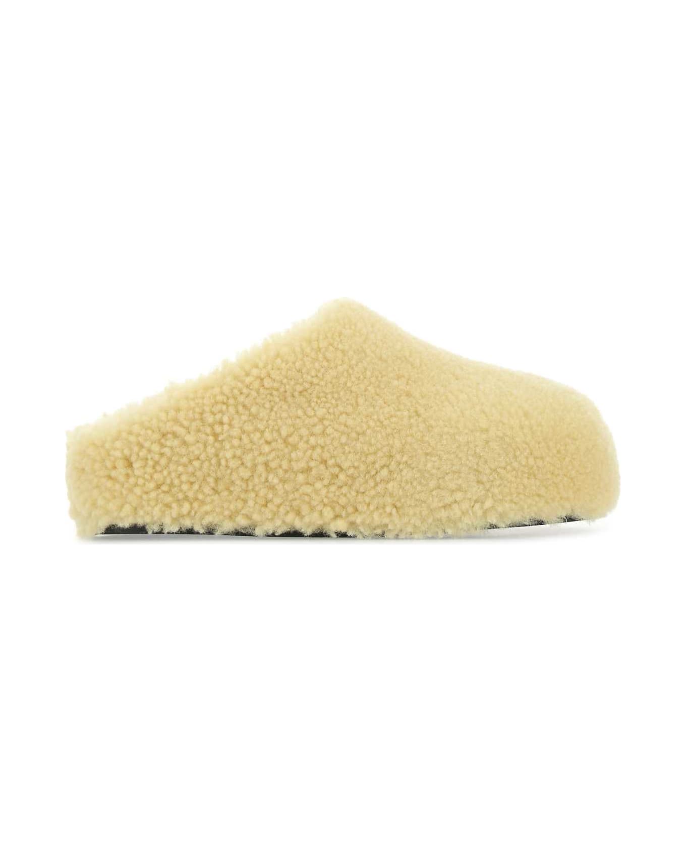 Amina Muaddi Pastel Yellow Shearling Giuly Slippers - YELLOW