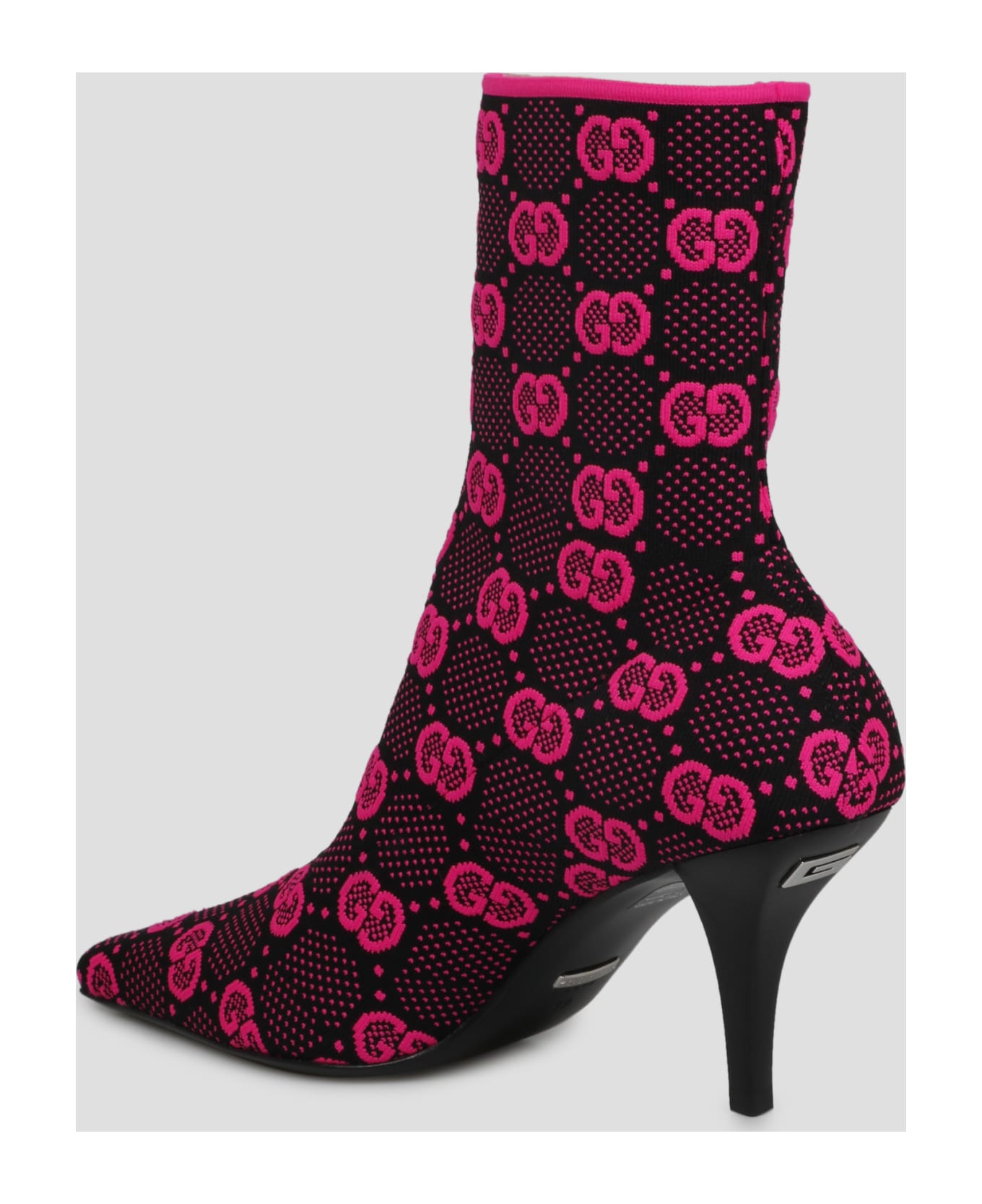 Gucci Gg Knit Ankle Boots - Pink & Purple