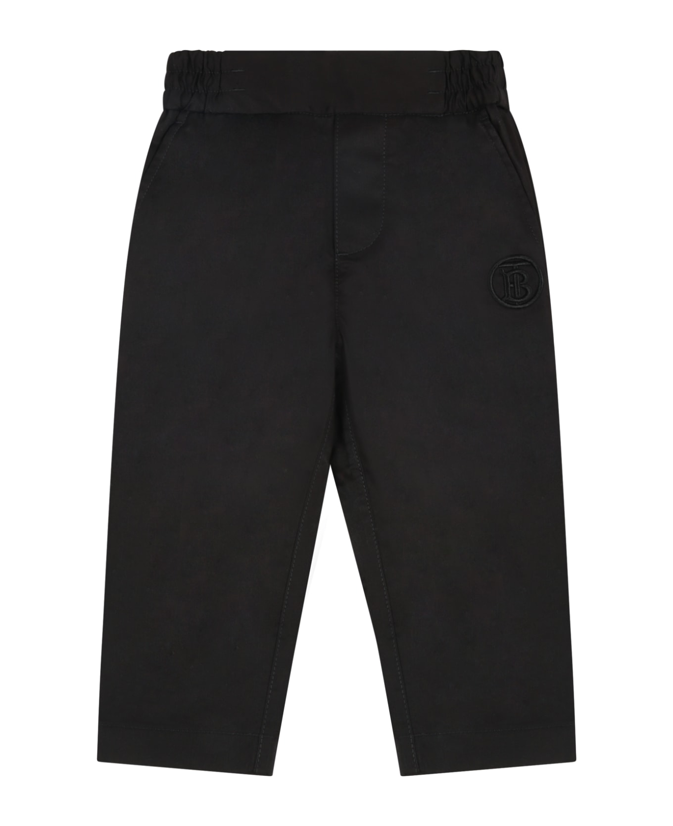 Burberry Black Trouser For Baby Boy With Logos - Black
