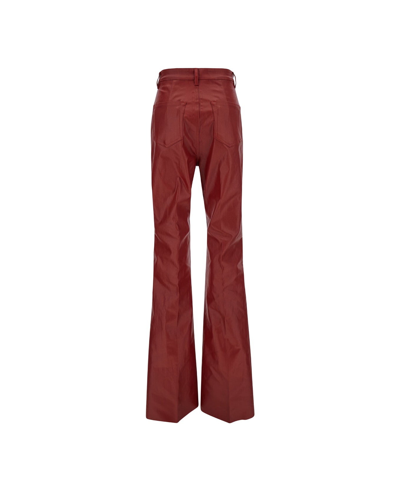 Rick Owens Red Flared High Waist Pants In Cotton Blend Woman - Red