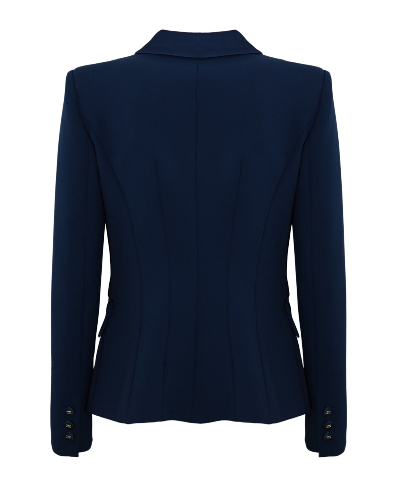 Elisabetta Franchi Crepe Jacket With Satin Details - Blue