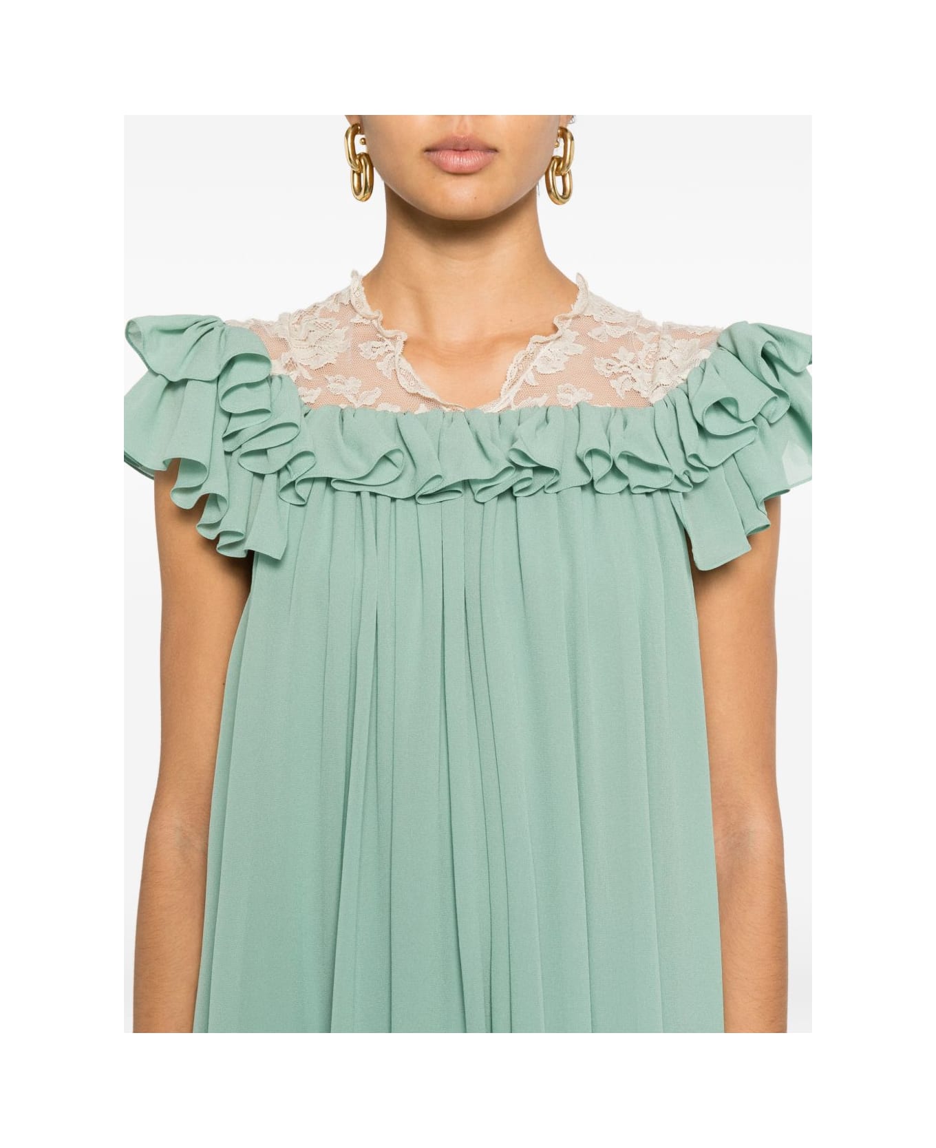 Chloé Silk Mini Dress - Green