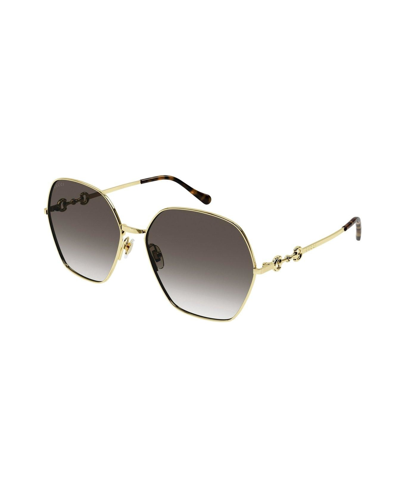 Gucci Eyewear Round Frame Sunglasses Sunglasses - 002 GOLD GOLD BROWN サングラス