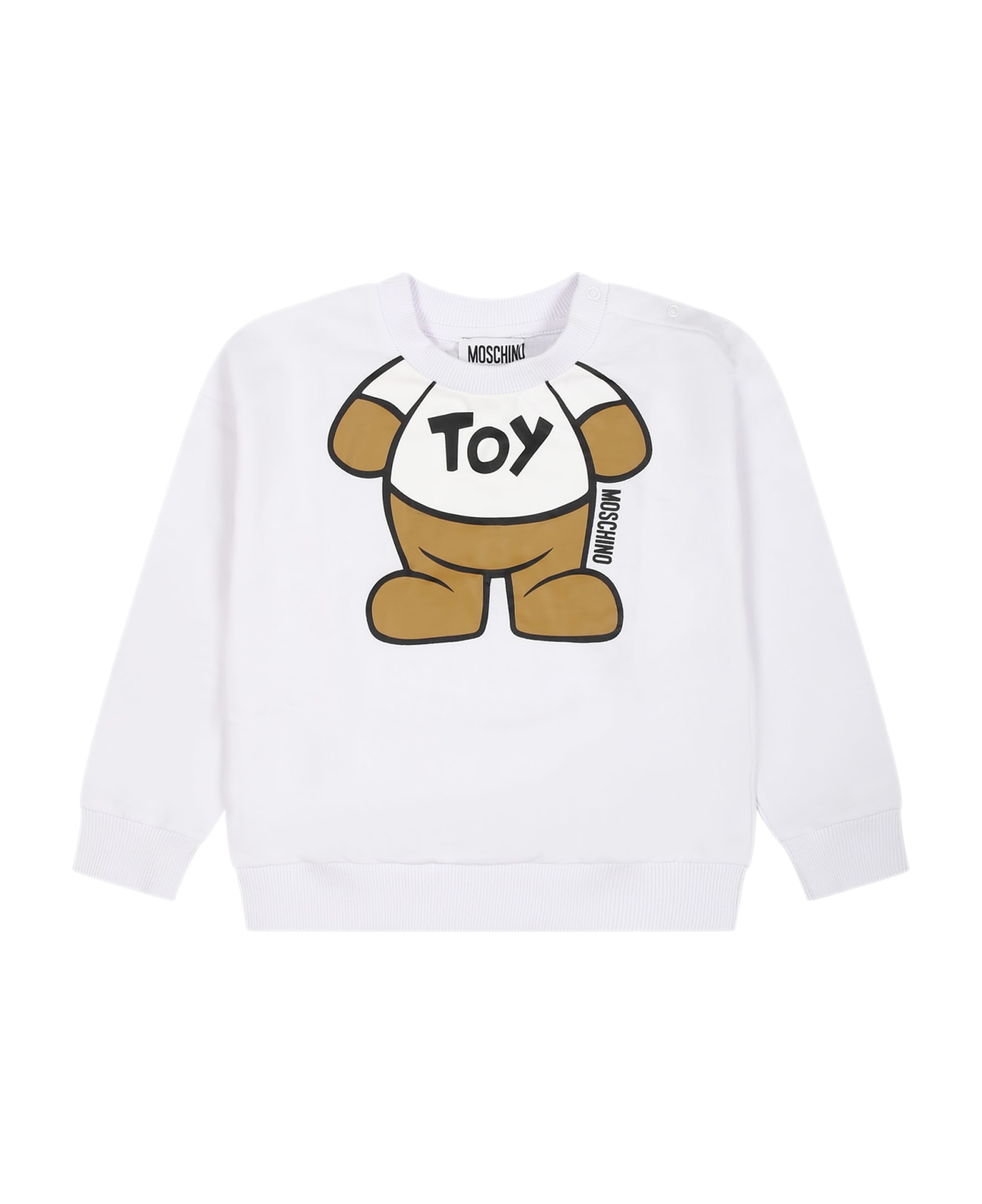 Moschino White Sweatshirt For Babies With Teddy Bear - White ニットウェア＆スウェットシャツ