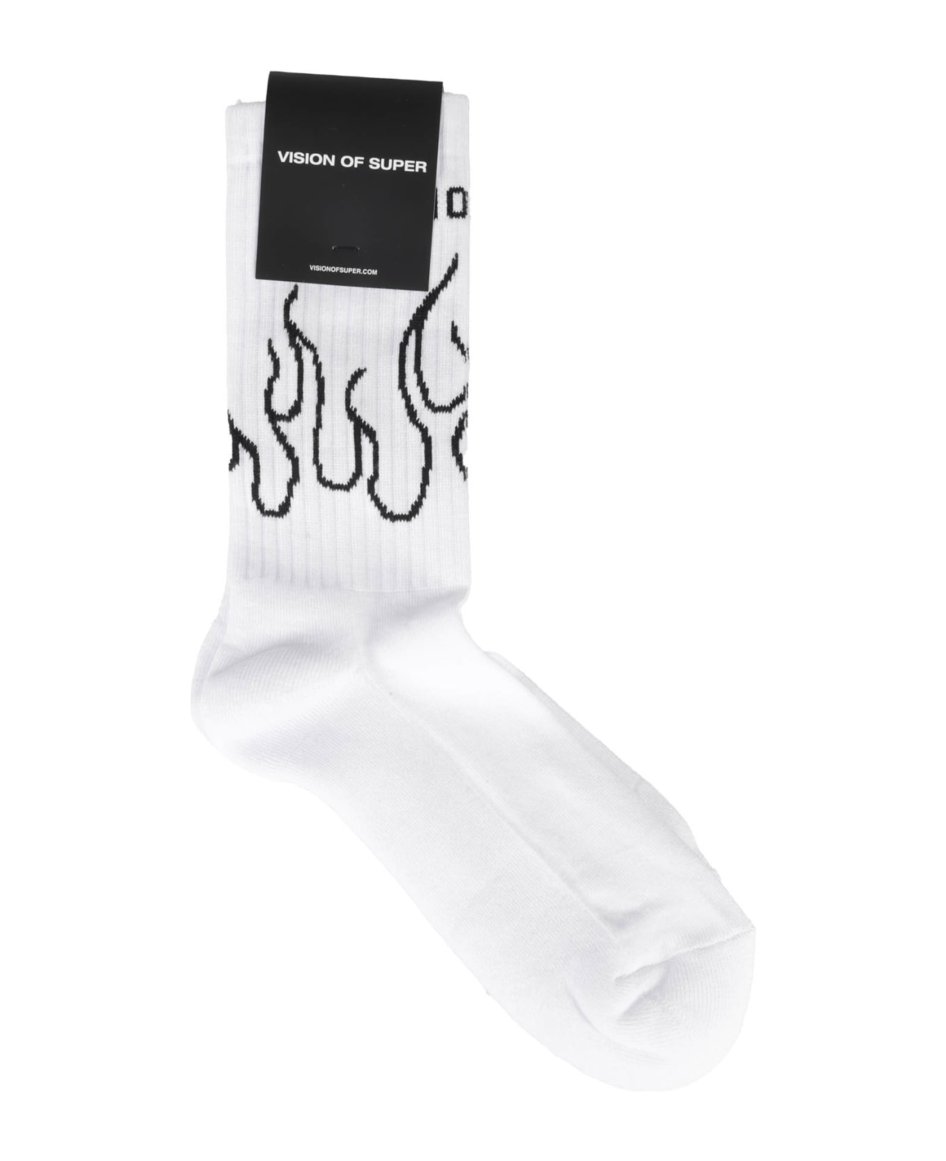 Vision of Super White Socks With Black Flame - White Black 靴下