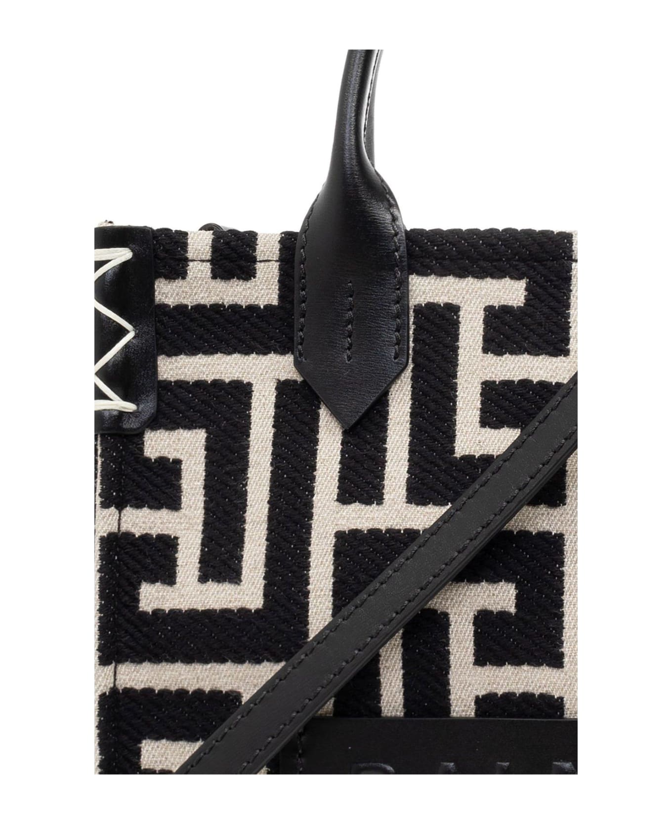 Balmain B Army Monogram Jacquard Small Tote Bag - White/Black