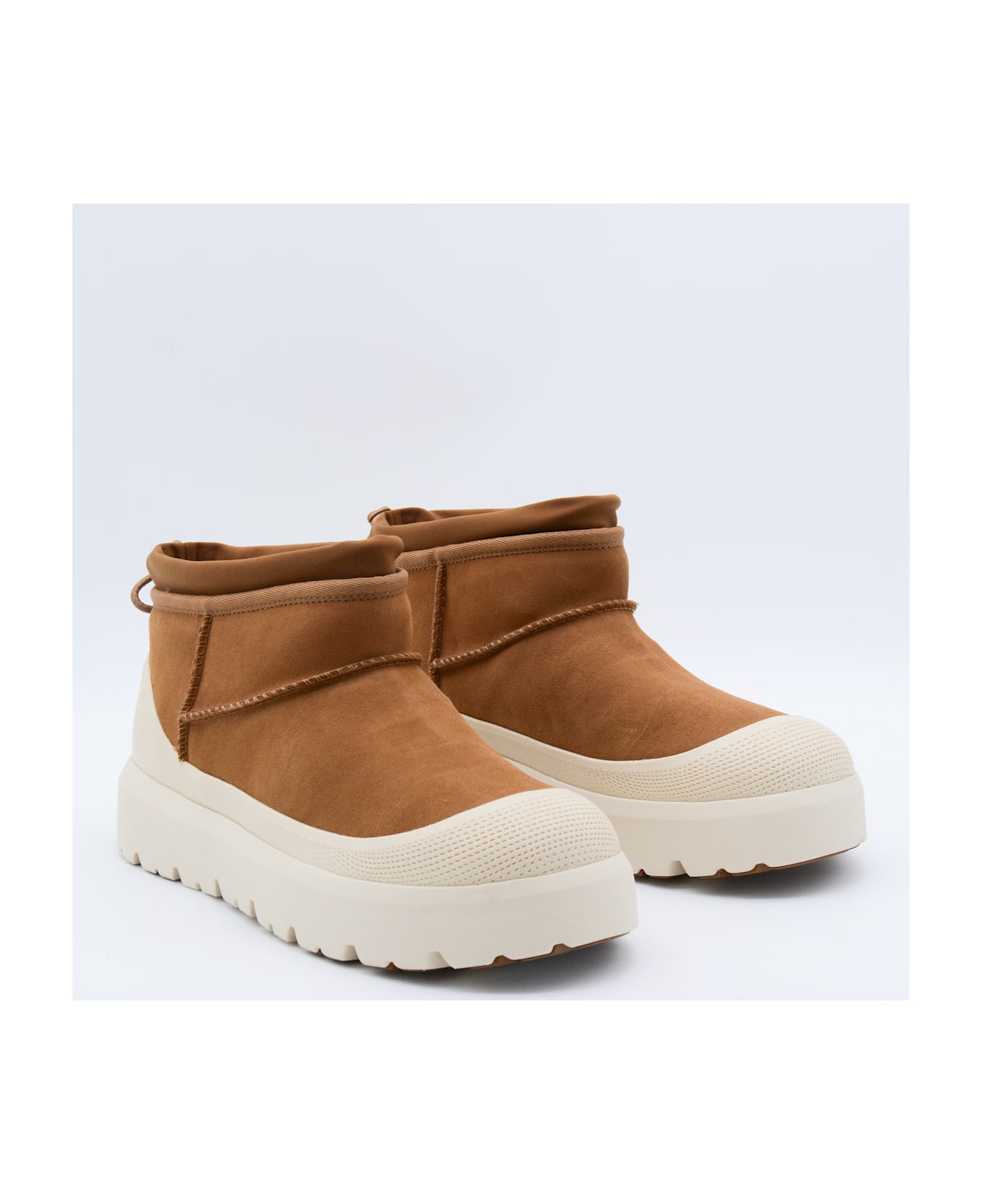 UGG Camel And White Ultra Mini Boots - CHESTNUT/WHITECAP