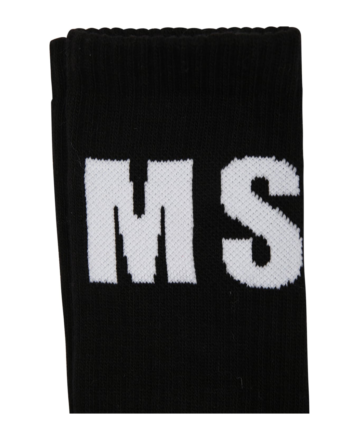 MSGM Bleck Socks For Kids With Logo - Black アンダーウェア