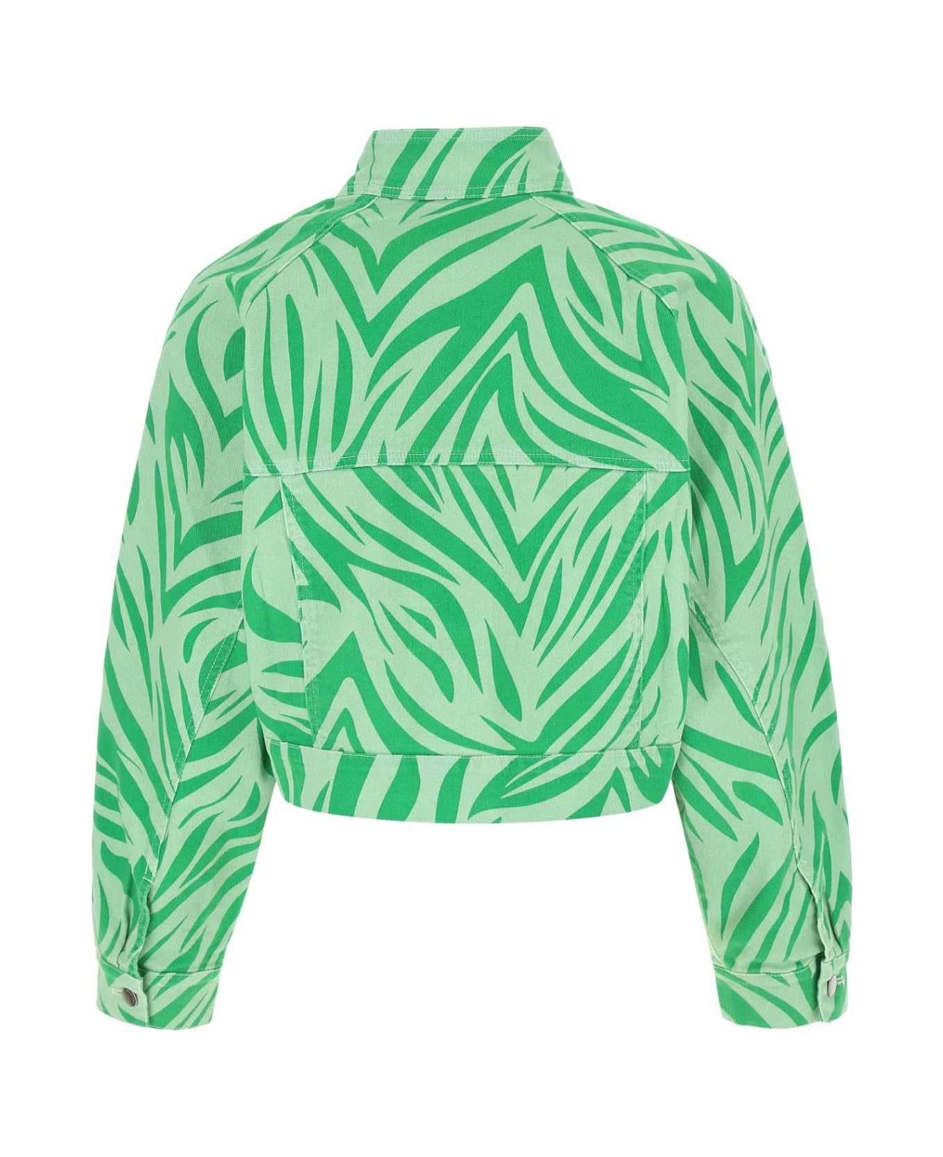 Dépendance Printed Stretch Denim Oversize Jacket - GREEN
