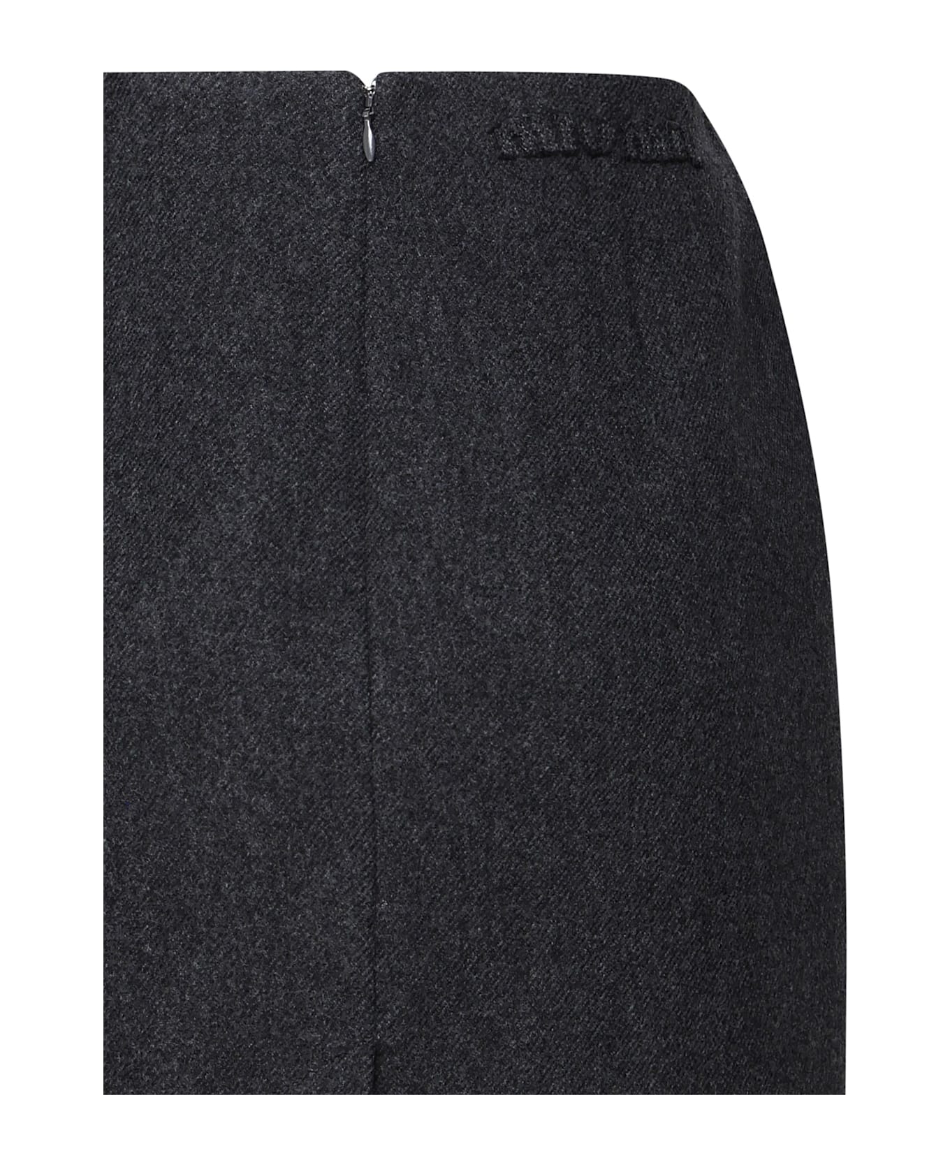 Miu Miu Longuette Skirt In Virgin Wool - Grey