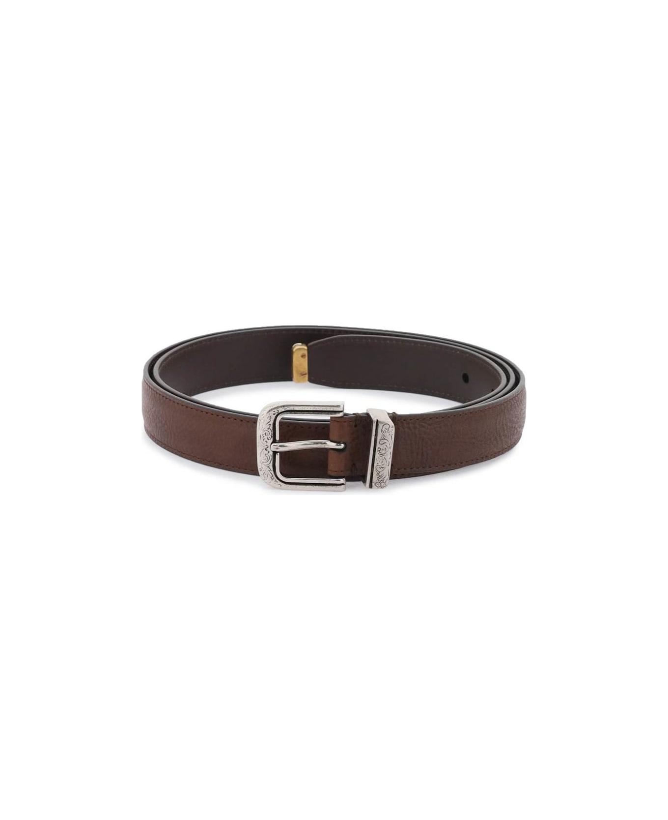 Brunello Cucinelli Leather Belt With Detailed Buckle - COTTO (Brown)