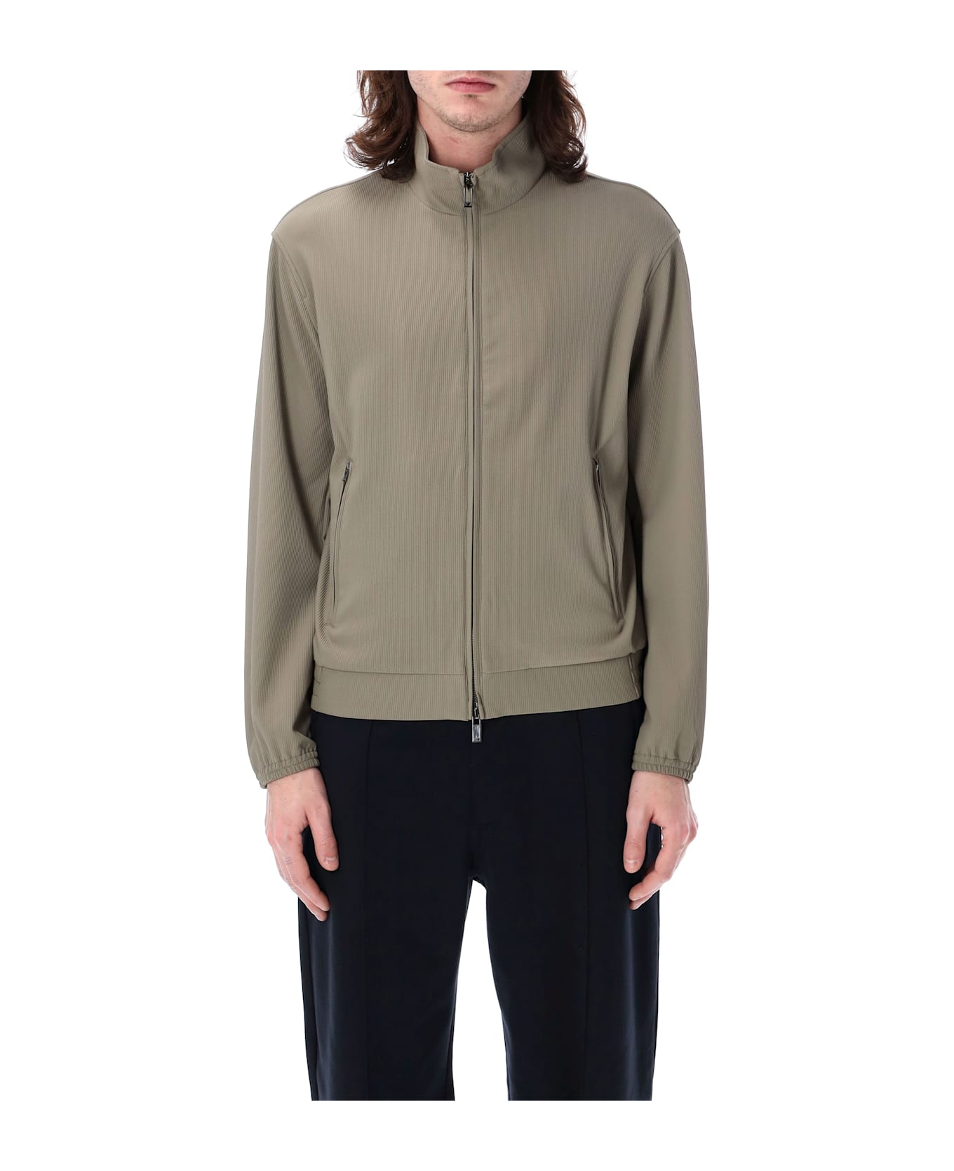 Emporio Armani Canneté-effect Stretch Nylon Full-zip Blouson - INCENSE