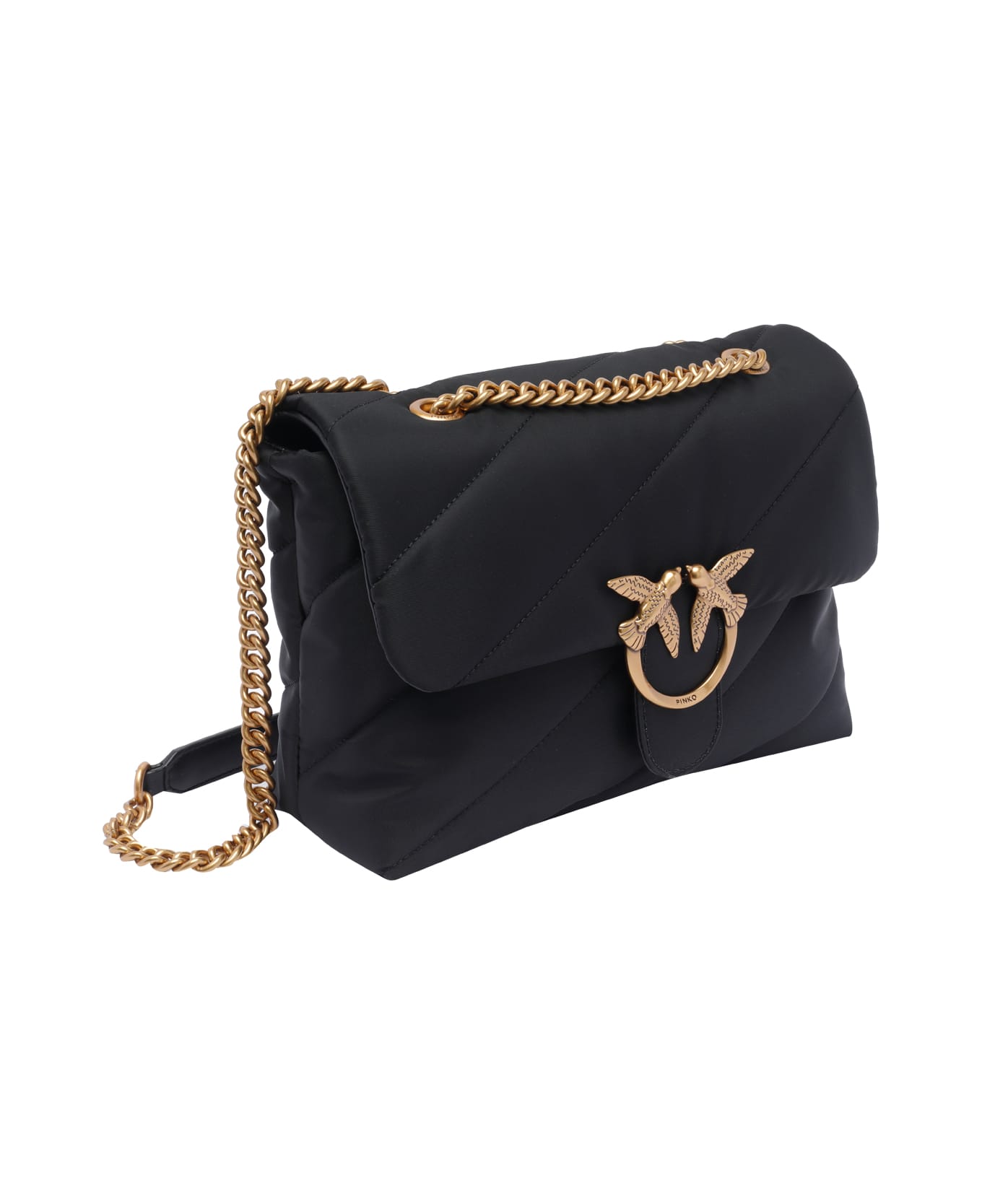 Pinko Love Bag Recycled Tissue Crossbody Bag - NERO-ANTIQUE GOLD