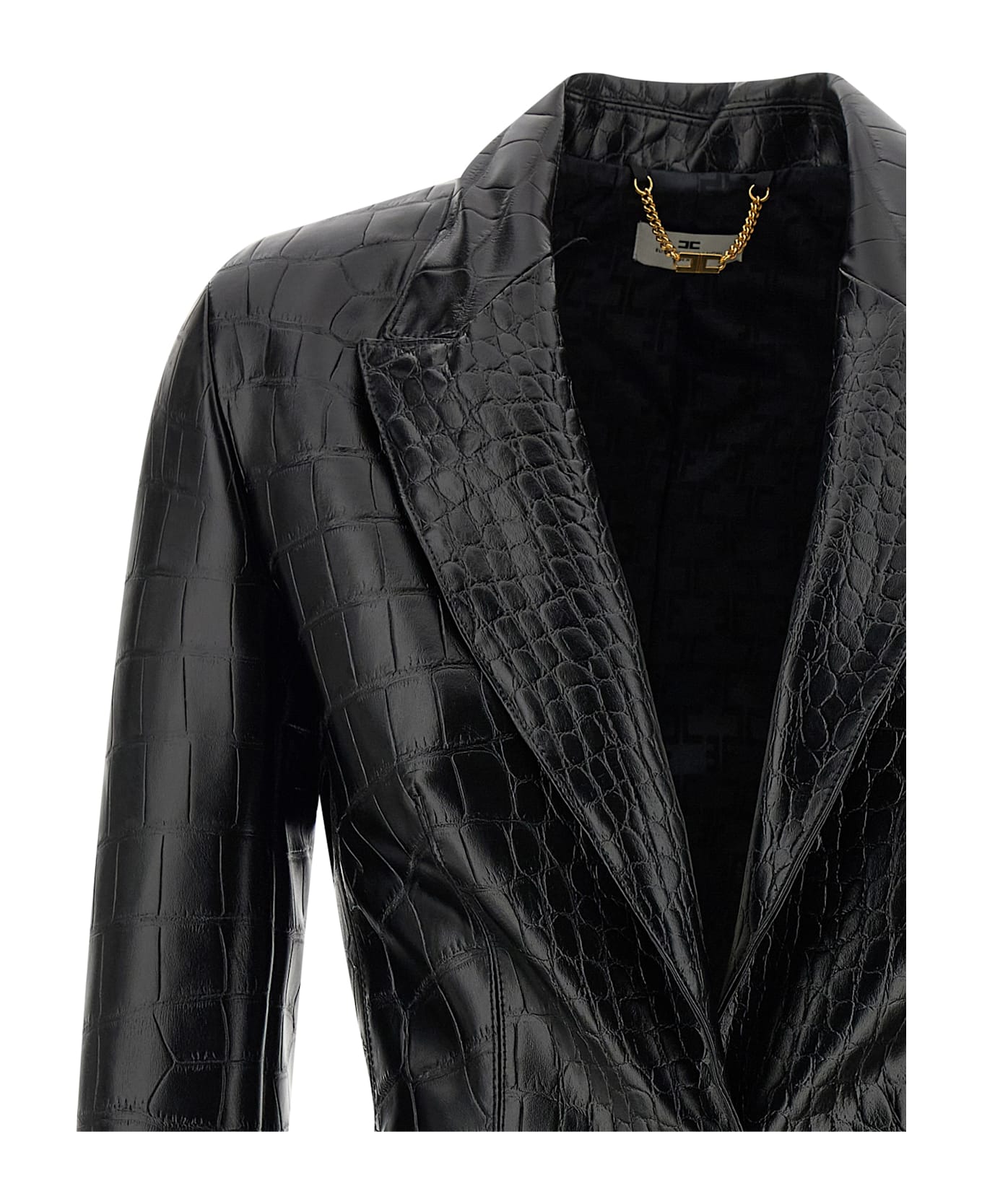 Elisabetta Franchi Croc Print Blazer - Black  