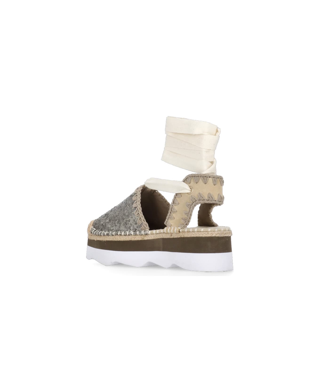 Mou Espa Sandal Espadrilles In Grey Leather - Beige