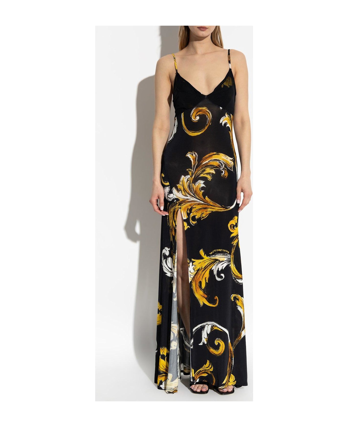 Versace Jeans Couture Front Slit Maxi Dress - Black