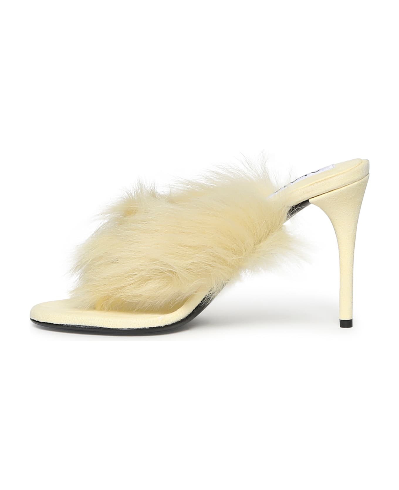 Alaia Leather And Shearling Flip-flop Mules - JAUNE PALE